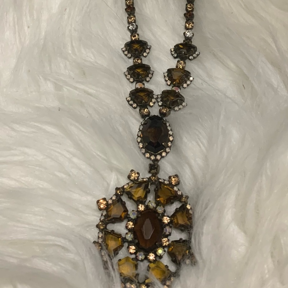 Sorrelli Vintage-Inspired Long Brown Crystal Pendant Necklace